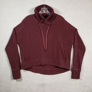 Sweaty Betty Escape Cropped Sweatshirt Womens Small Maroon Fleece Cowl Neck Yoga